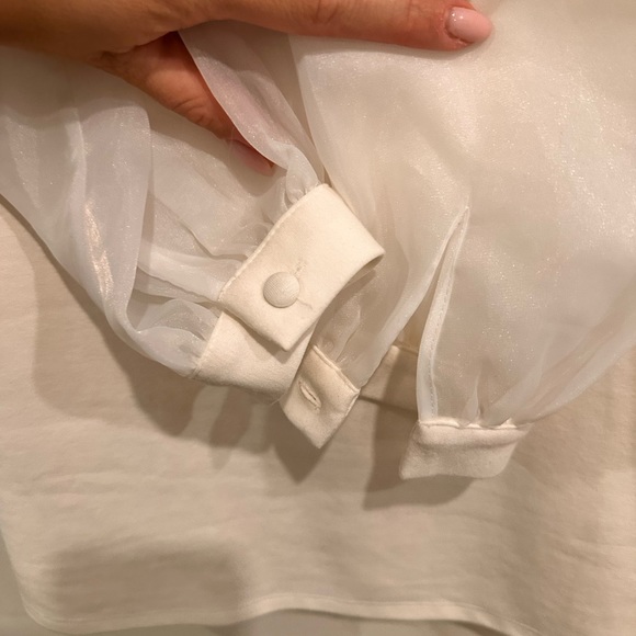 Puff shoulder white mini dress size XS - Picture 3 of 5